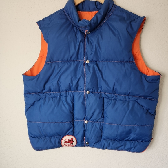 Men's Blue & Orange Reversible Puffer Vest Size L - Picture 5 of 12